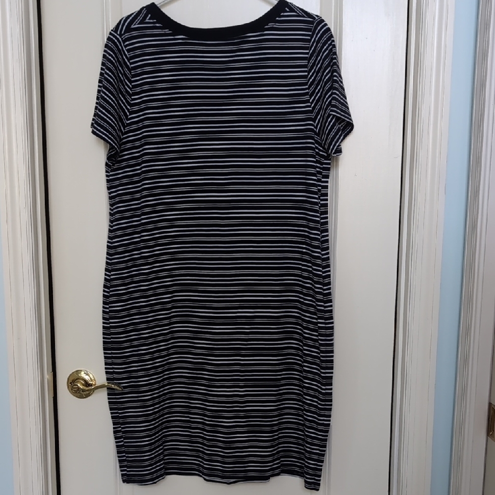 Ava & Viv T Shirt Summer Stripe Dress, Navy & White, Women Size 1X (16W/18), NWT - Picture 3 of 8